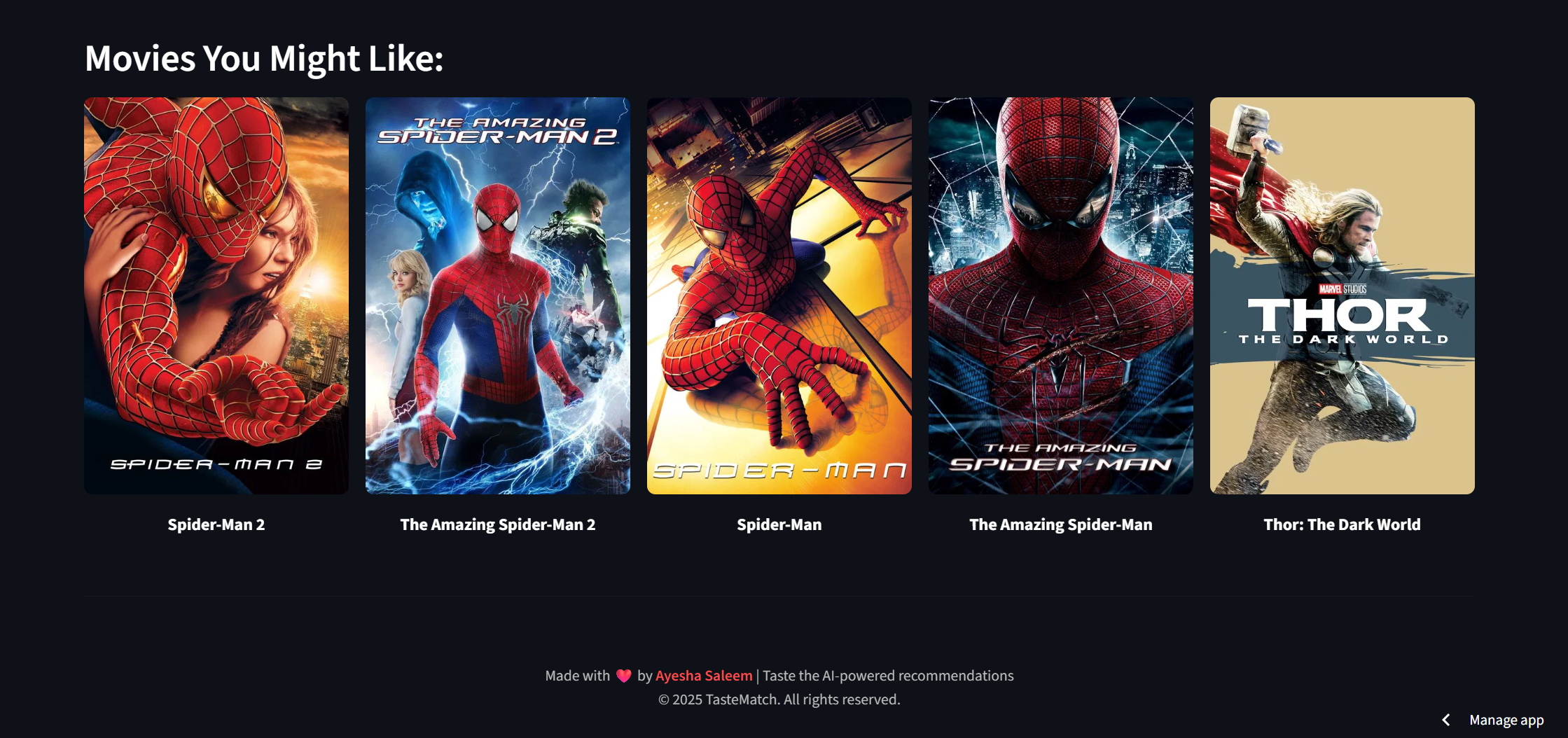 TasteMatch Movie Recommender